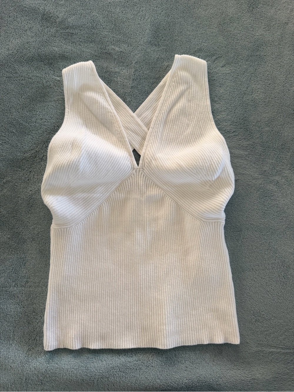 Banana Republic Cream Ribbed Cross-Back Tank